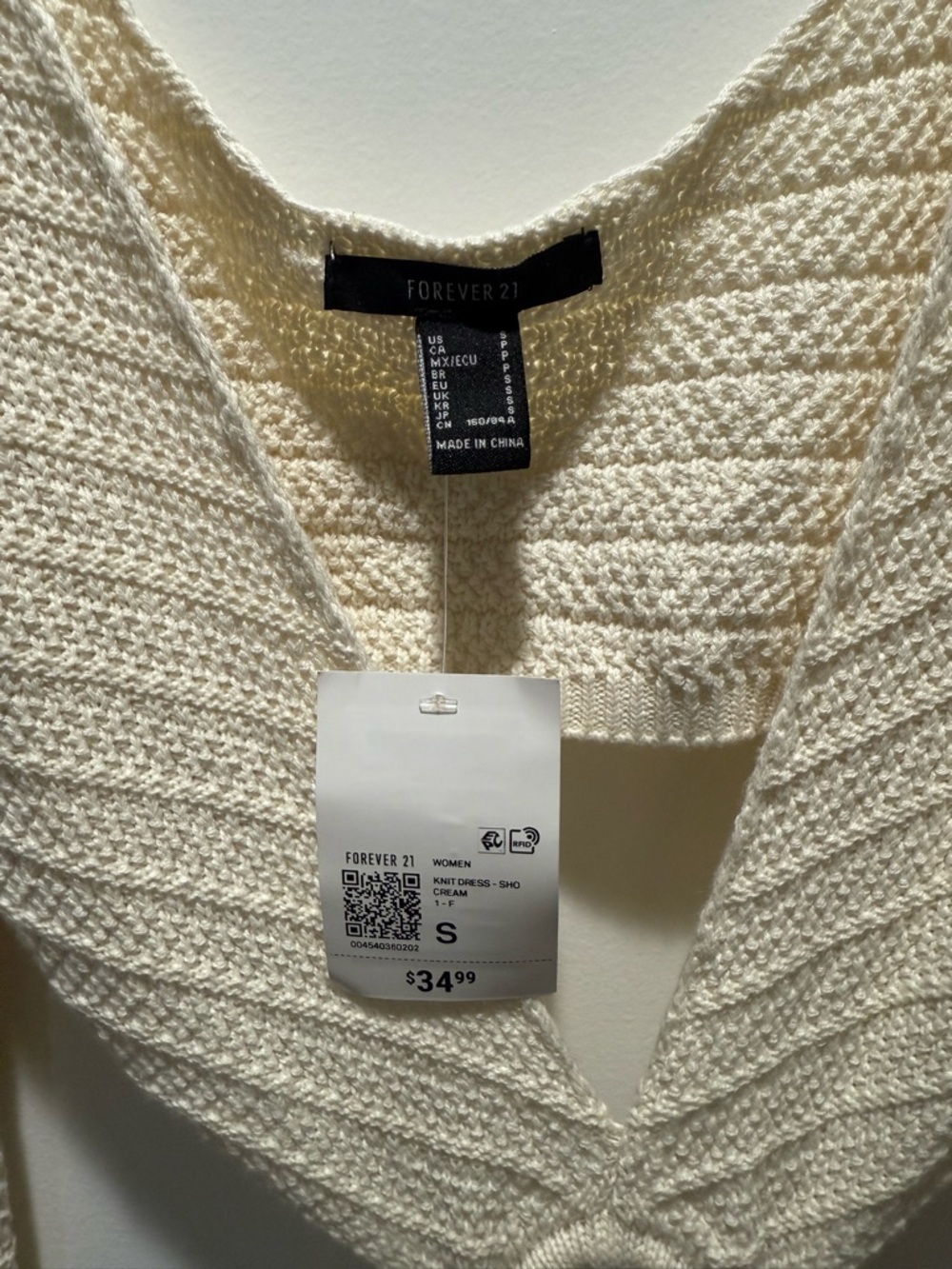 Forever 21 Cream Open-Front Knit Cardigan with Buckle Tie - Picture 2 of 2